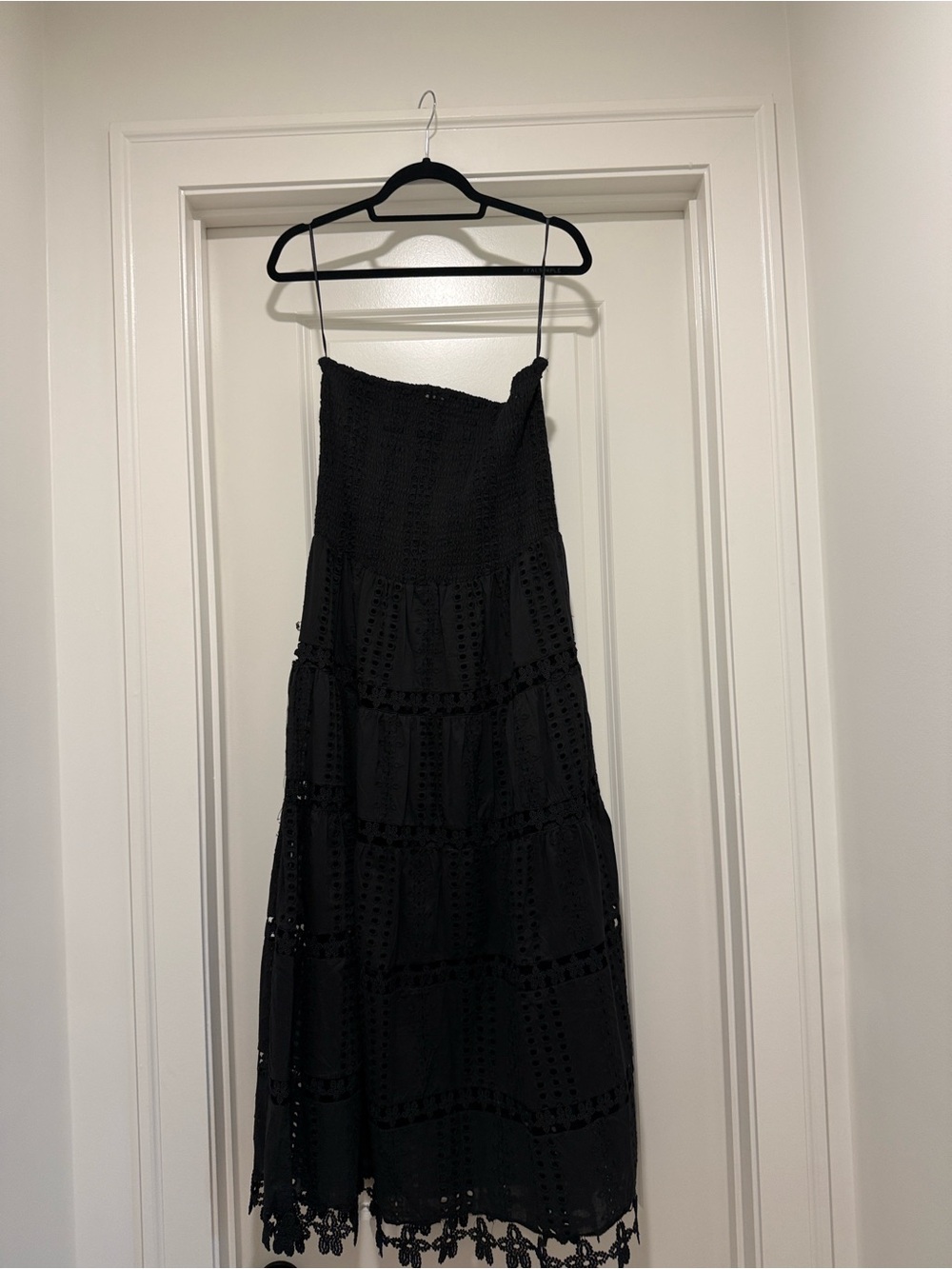 Black  Shirred Strapless Dress by Simply Southern